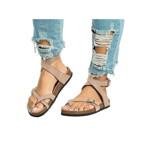 Details about   Womens Gladiator Sandals Slippers Summer Beach PU Leather Flat Comfort  Shoes 